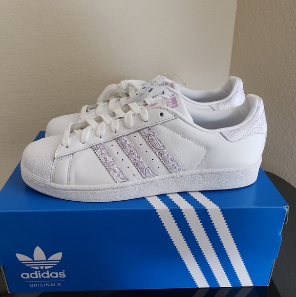 purple adidas shell toes